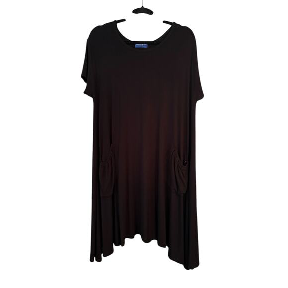 Mexicali Blues Black T-shirt Dress Flowy Asymmetrical Whimsy GOTH Lagenlook OS - Picture 1 of 9